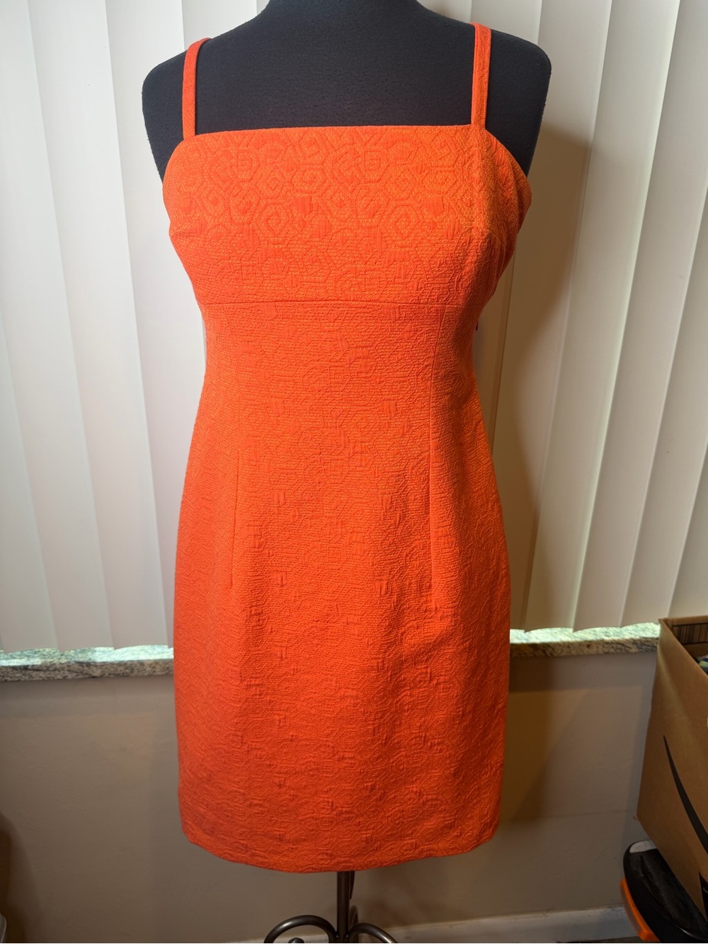 Michael Kaye Orange Textured Spaghetti-Strap Women's Dress Size 6